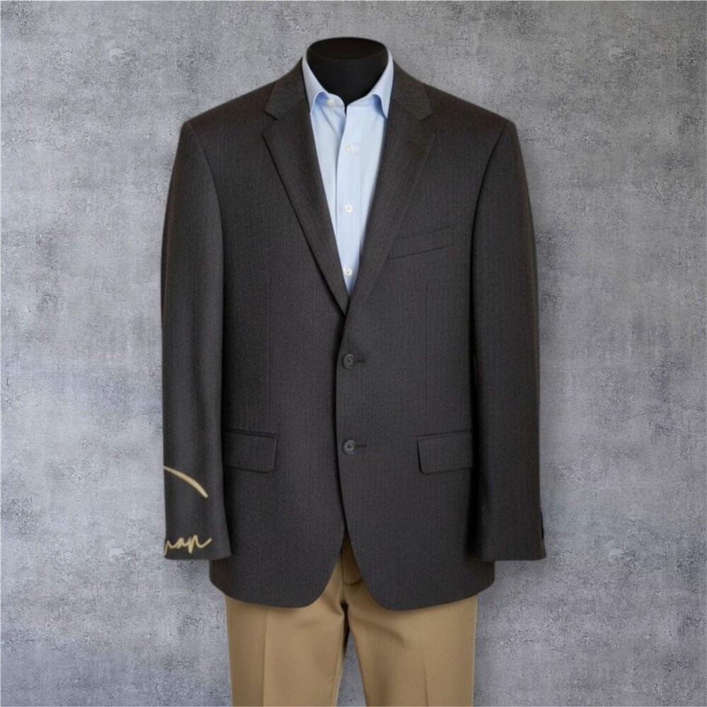 KENNETH COLE Slim Fit Mens Blazer Sport Coat Two Button Jacket 40L WOOL Brown